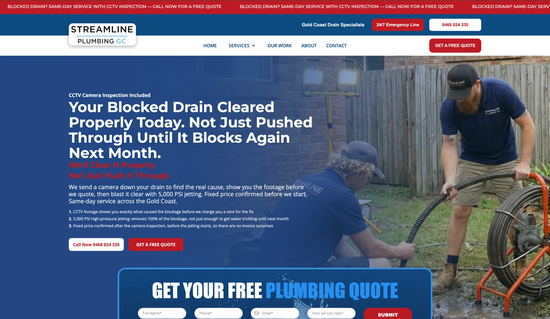 Streamline Plumbing GC website